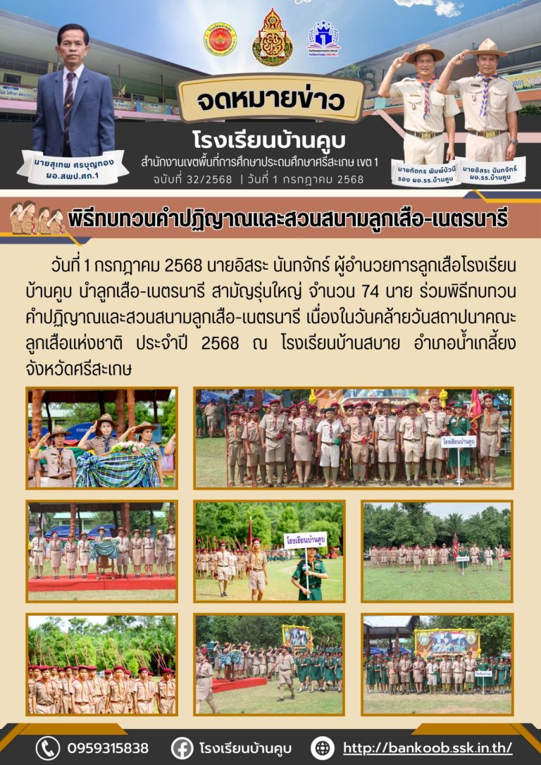 พิธีทบทวนคำปฏิญาณและสวนสนามลูกเสือ-เนตรนารี