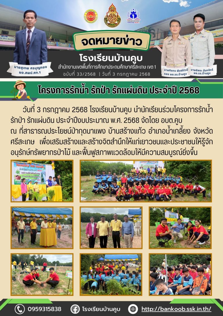 โครงการรักน้ำ รักป่า รักแผ่นดิน ประจำปี 2568